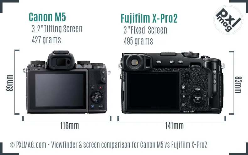 Canon M5 vs Fujifilm X-Pro2 Screen and Viewfinder comparison