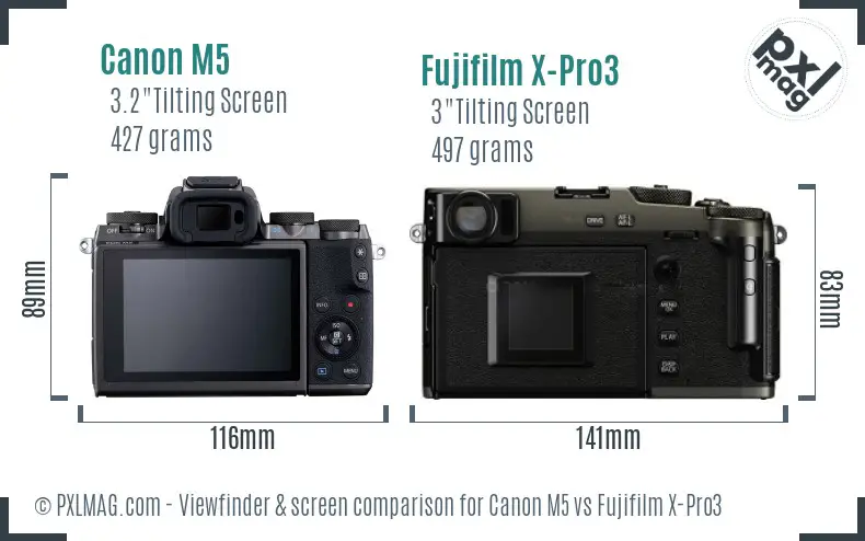 Canon M5 vs Fujifilm X-Pro3 Screen and Viewfinder comparison