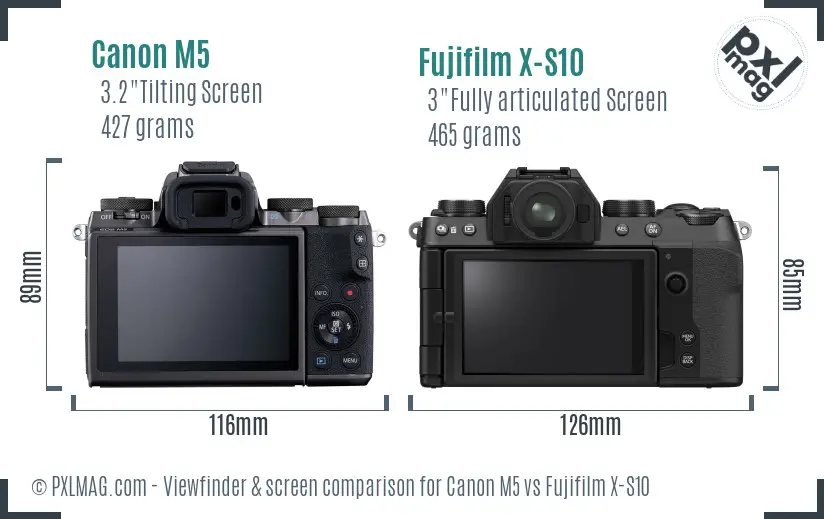 Canon M5 vs Fujifilm X-S10 Screen and Viewfinder comparison