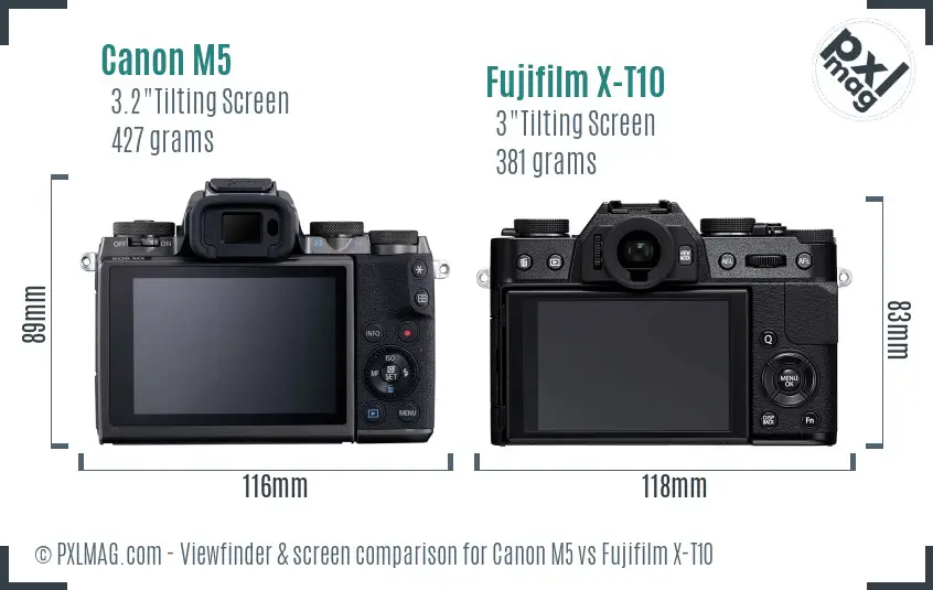 Canon M5 vs Fujifilm X-T10 Screen and Viewfinder comparison