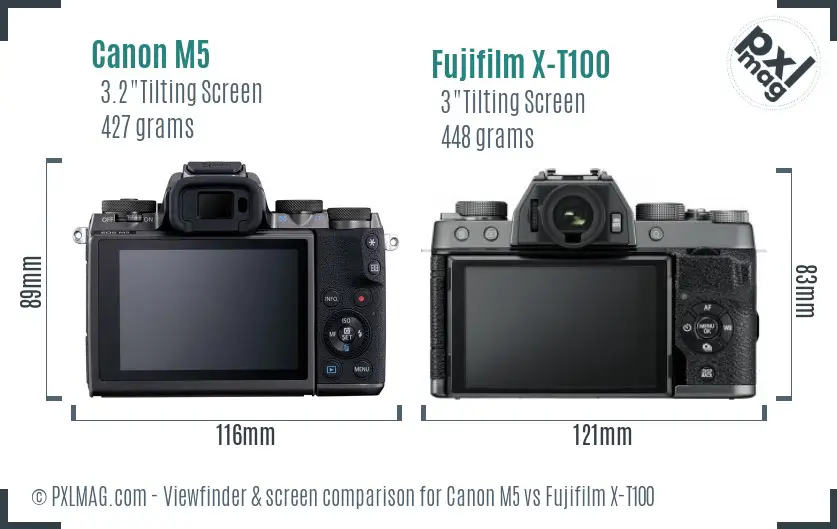 Canon M5 vs Fujifilm X-T100 Screen and Viewfinder comparison