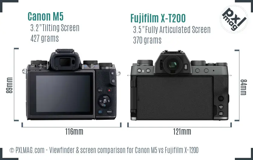 Canon M5 vs Fujifilm X-T200 Screen and Viewfinder comparison