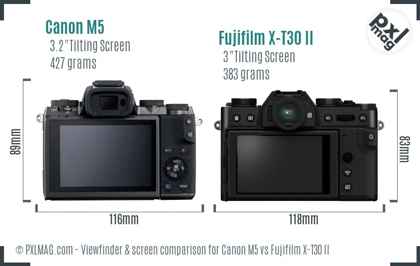 Canon M5 vs Fujifilm X-T30 II Screen and Viewfinder comparison