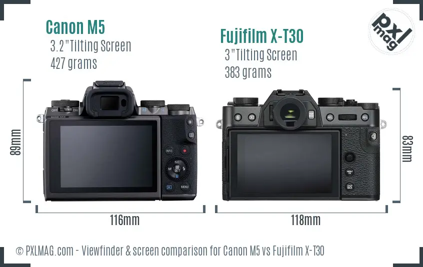 Canon M5 vs Fujifilm X-T30 Screen and Viewfinder comparison