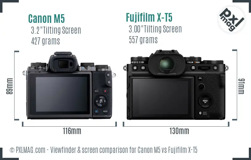 Canon M5 vs Fujifilm X-T5 Screen and Viewfinder comparison