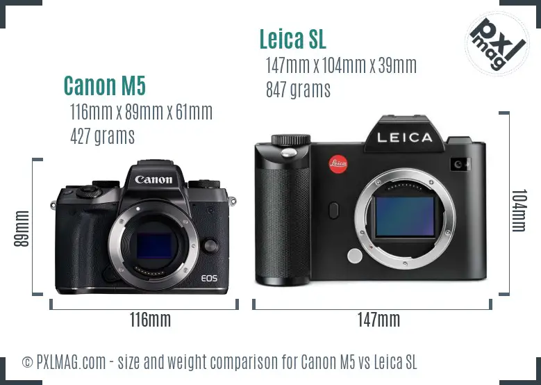 Canon M5 vs Leica SL size comparison