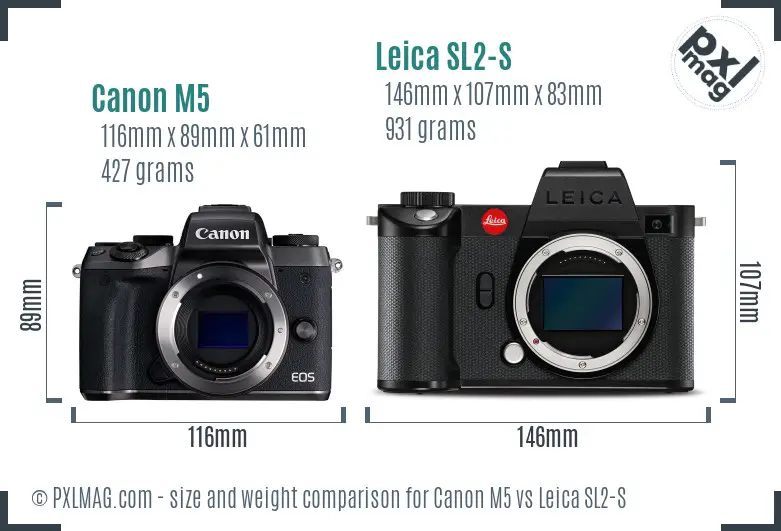Canon M5 vs Leica SL2-S size comparison