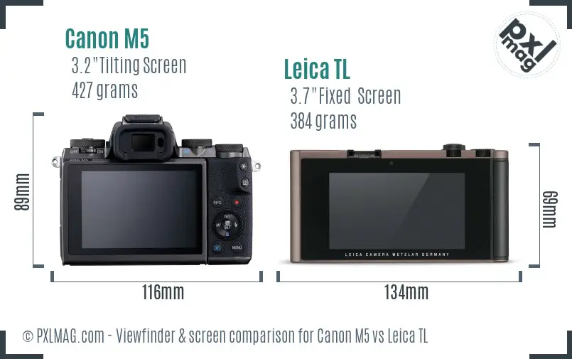 Canon M5 vs Leica TL Screen and Viewfinder comparison
