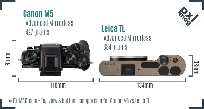 Canon M5 vs Leica TL top view buttons comparison