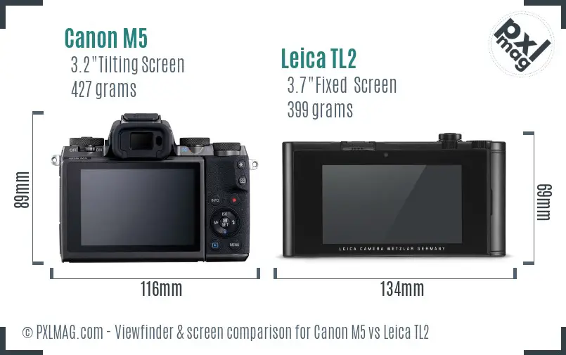 Canon M5 vs Leica TL2 Screen and Viewfinder comparison