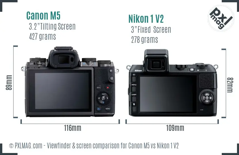 Canon M5 vs Nikon 1 V2 Screen and Viewfinder comparison