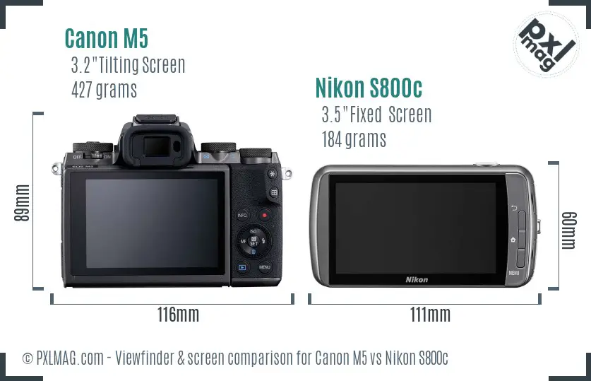 Canon M5 vs Nikon S800c Screen and Viewfinder comparison
