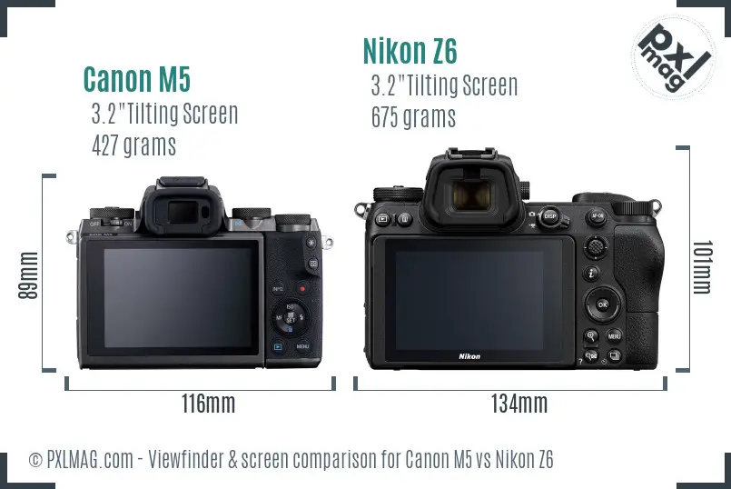 Canon M5 vs Nikon Z6 Screen and Viewfinder comparison