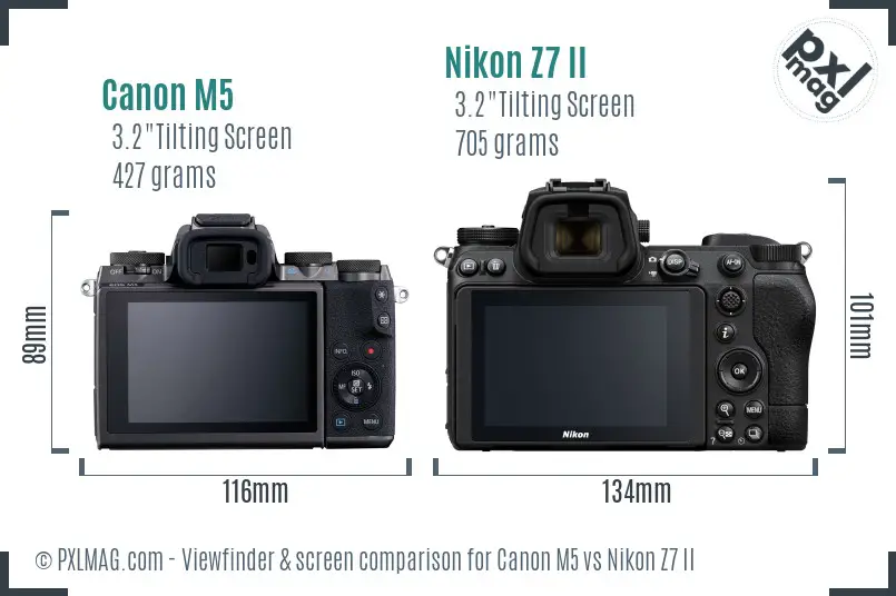 Canon M5 vs Nikon Z7 II Screen and Viewfinder comparison