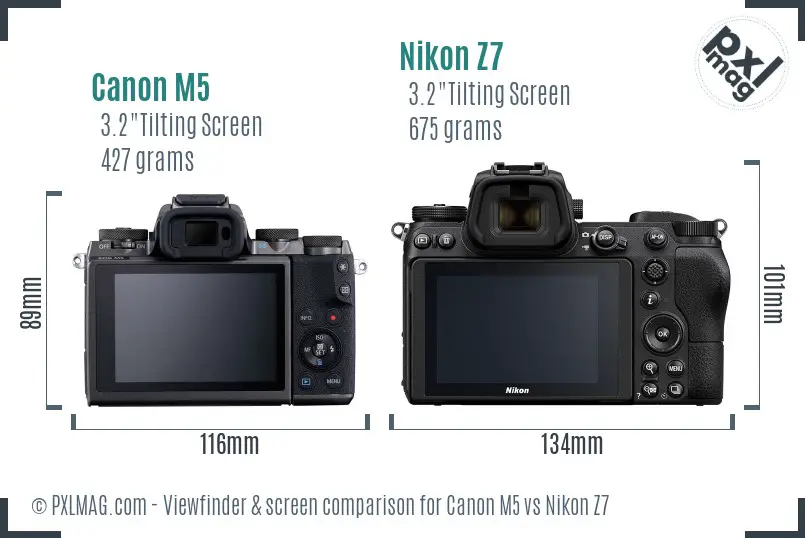 Canon M5 vs Nikon Z7 Screen and Viewfinder comparison