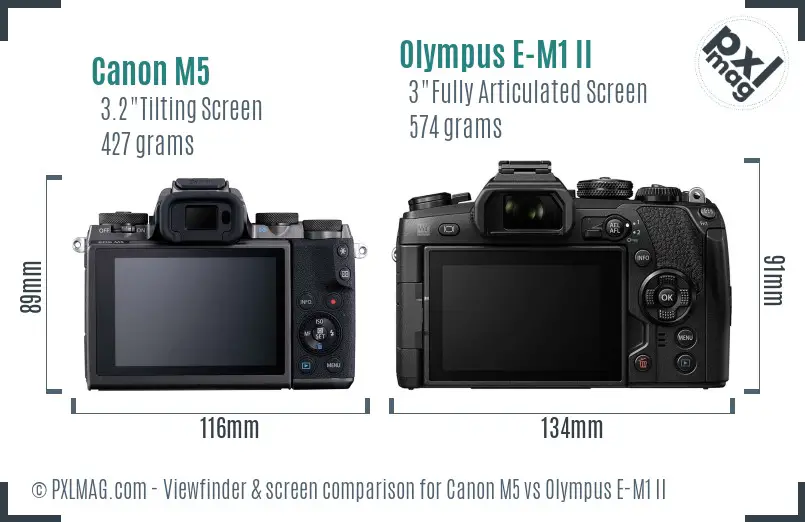 Canon M5 vs Olympus E-M1 II Screen and Viewfinder comparison