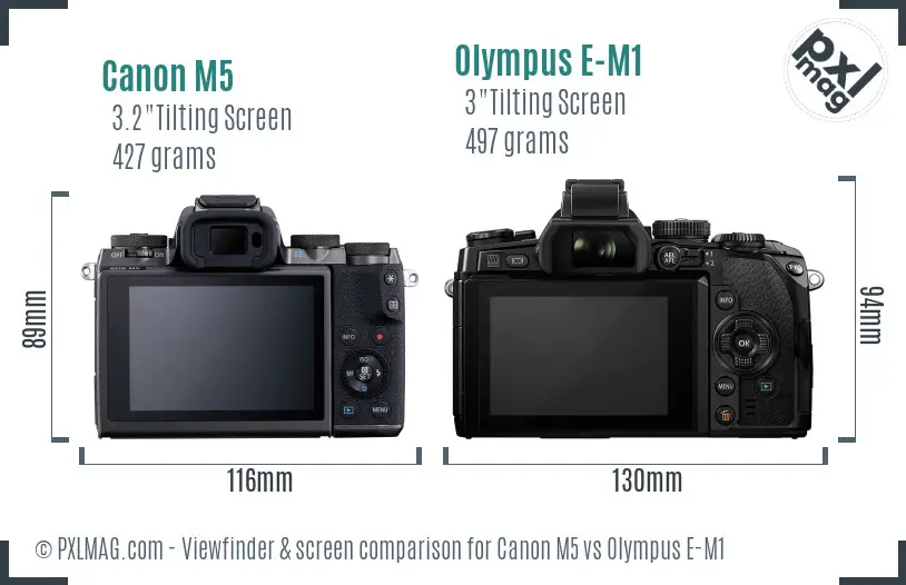 Canon M5 vs Olympus E-M1 Screen and Viewfinder comparison