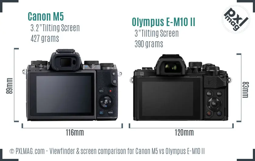 Canon M5 vs Olympus E-M10 II Screen and Viewfinder comparison Canon M5 vs Olympus E-M10 II Screen and Viewfinder comparison