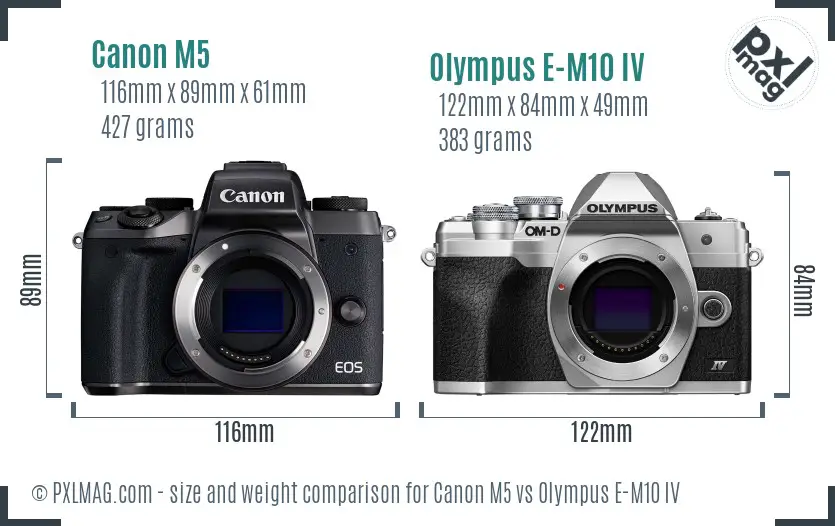 Canon M5 vs Olympus E-M10 IV size comparison