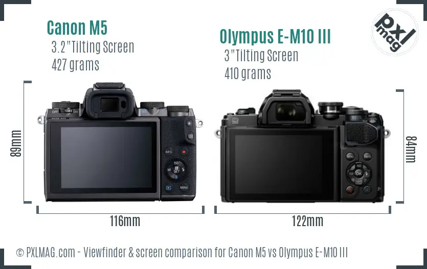 Canon M5 vs Olympus E-M10 III Screen and Viewfinder comparison
