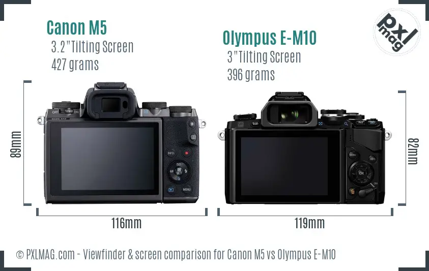 Canon M5 vs Olympus E-M10 Screen and Viewfinder comparison