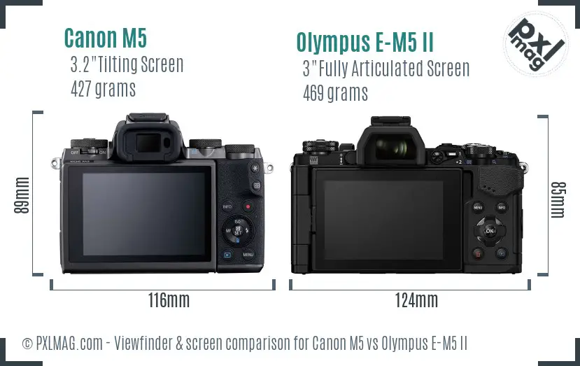 Canon M5 vs Olympus E-M5 II Screen and Viewfinder comparison