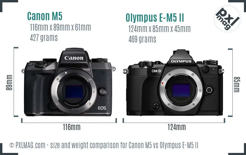 Canon M5 vs Olympus E-M5 II size comparison