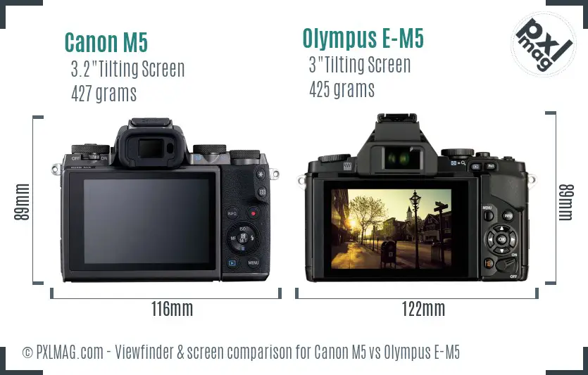 Canon M5 vs Olympus E-M5 Screen and Viewfinder comparison