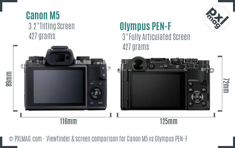 Canon M5 vs Olympus PEN-F Screen and Viewfinder comparison