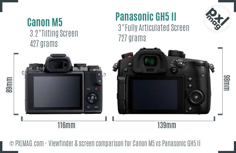 Canon M5 vs Panasonic GH5 II Screen and Viewfinder comparison