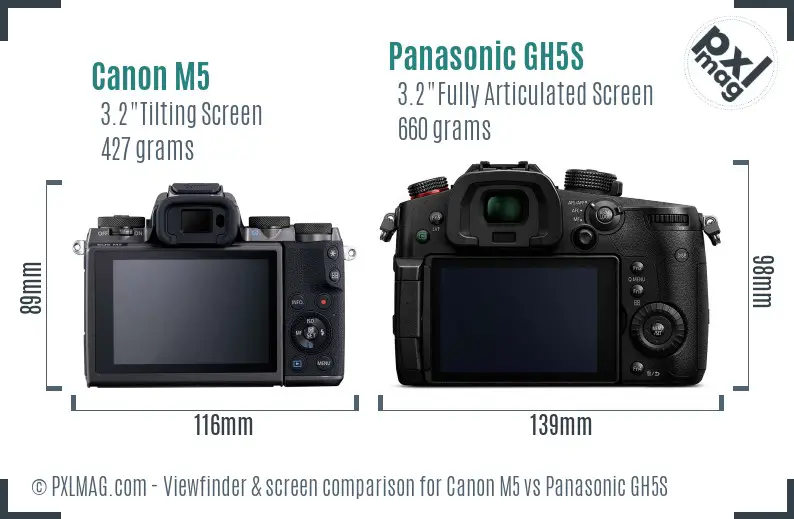 Canon M5 vs Panasonic GH5S Screen and Viewfinder comparison