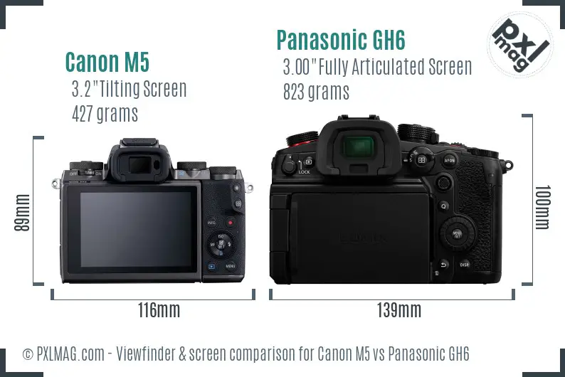 Canon M5 vs Panasonic GH6 Screen and Viewfinder comparison Canon M5 vs Panasonic GH6 Screen and Viewfinder comparison