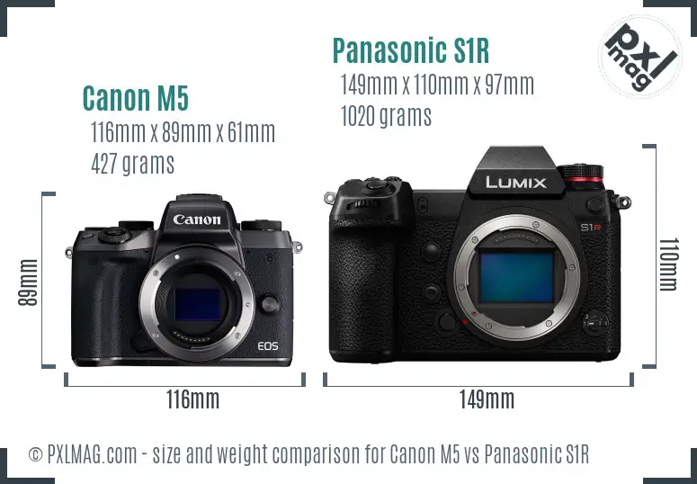 Canon M5 vs Panasonic S1R size comparison Canon M5 vs Panasonic S1R size comparison