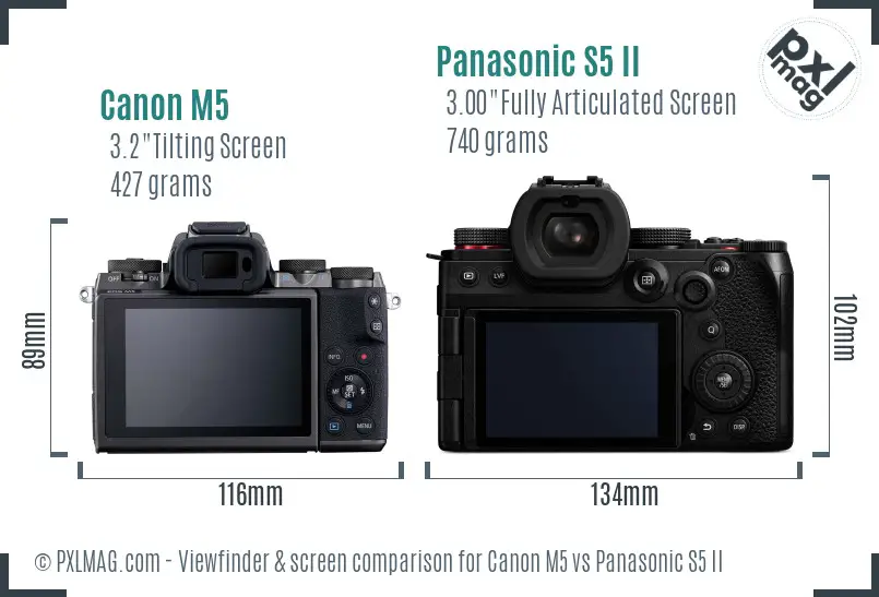 Canon M5 vs Panasonic S5 II Screen and Viewfinder comparison