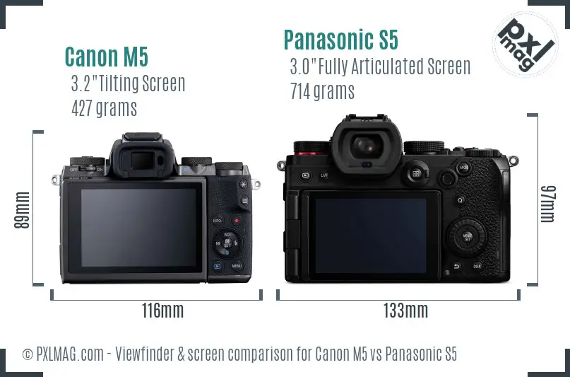 Canon M5 vs Panasonic S5 Screen and Viewfinder comparison