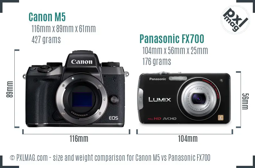 Canon M5 vs Panasonic FX700 size comparison