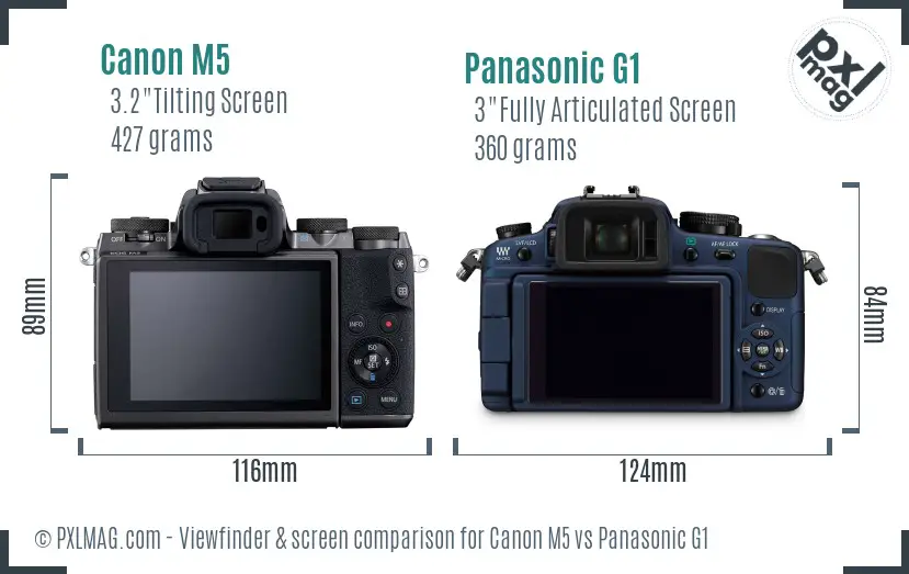 Canon M5 vs Panasonic G1 Screen and Viewfinder comparison