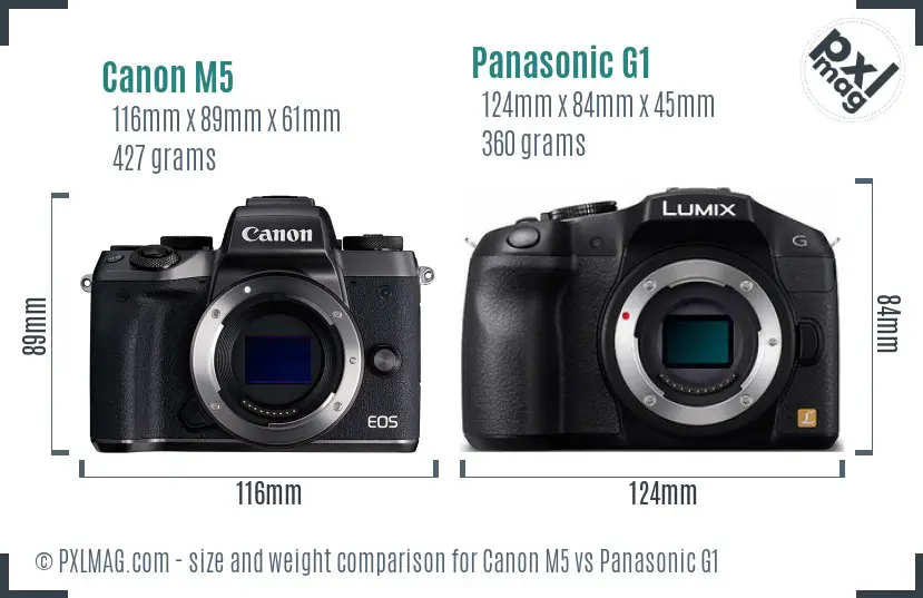 Canon M5 vs Panasonic G1 size comparison