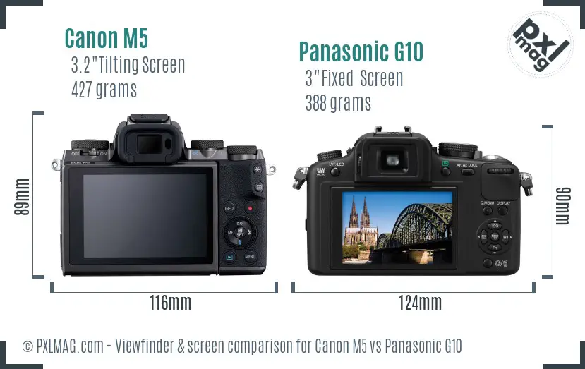 Canon M5 vs Panasonic G10 Screen and Viewfinder comparison