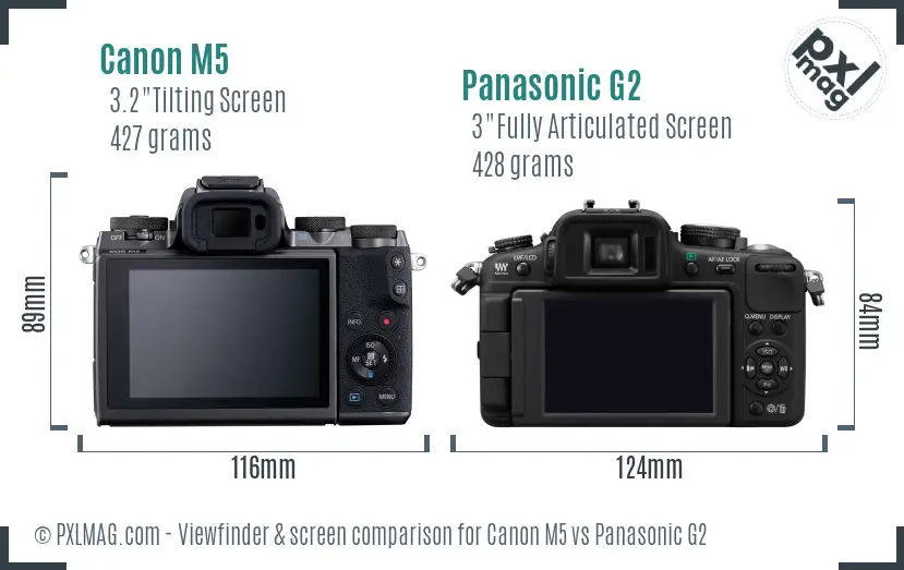 Canon M5 vs Panasonic G2 Screen and Viewfinder comparison