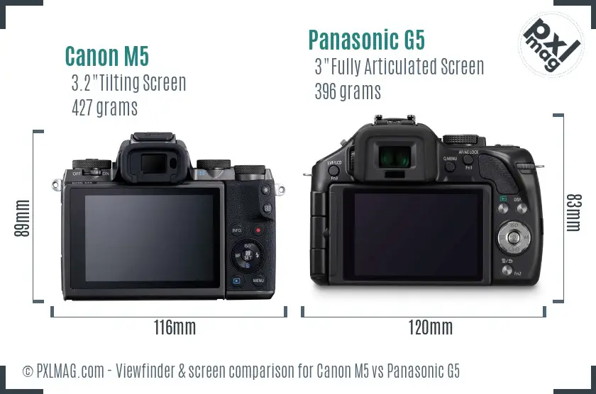 Canon M5 vs Panasonic G5 Screen and Viewfinder comparison