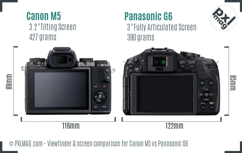 Canon M5 vs Panasonic G6 Screen and Viewfinder comparison