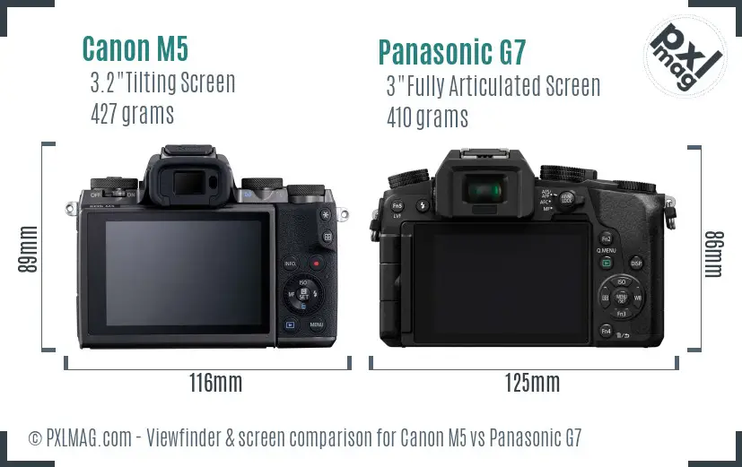 Canon M5 vs Panasonic G7 Screen and Viewfinder comparison