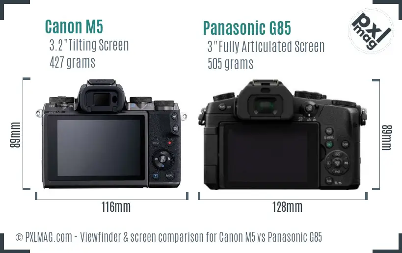 Canon M5 vs Panasonic G85 Screen and Viewfinder comparison