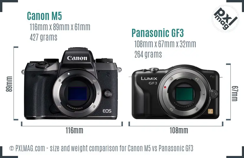 Canon M5 vs Panasonic GF3 size comparison