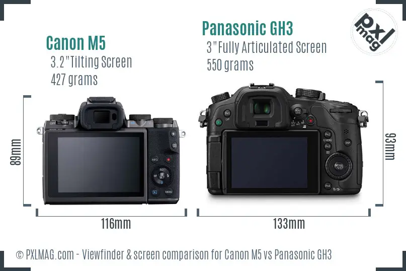 Canon M5 vs Panasonic GH3 Screen and Viewfinder comparison