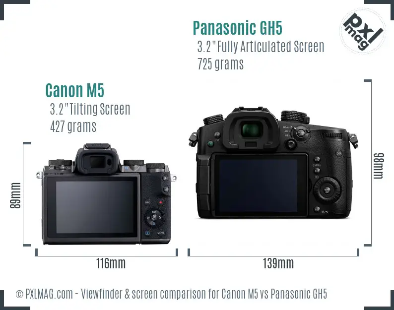 Canon M5 vs Panasonic GH5 Screen and Viewfinder comparison