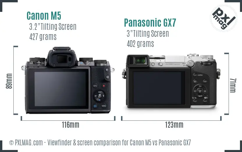 Canon M5 vs Panasonic GX7 Screen and Viewfinder comparison