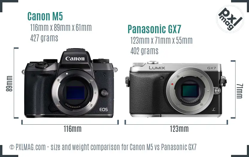 Canon M5 vs Panasonic GX7 size comparison