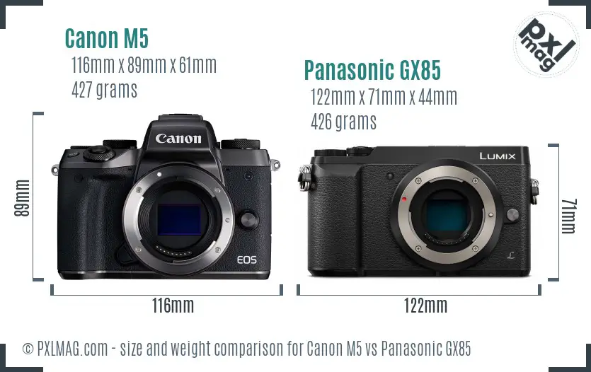 Canon M5 vs Panasonic GX85 size comparison